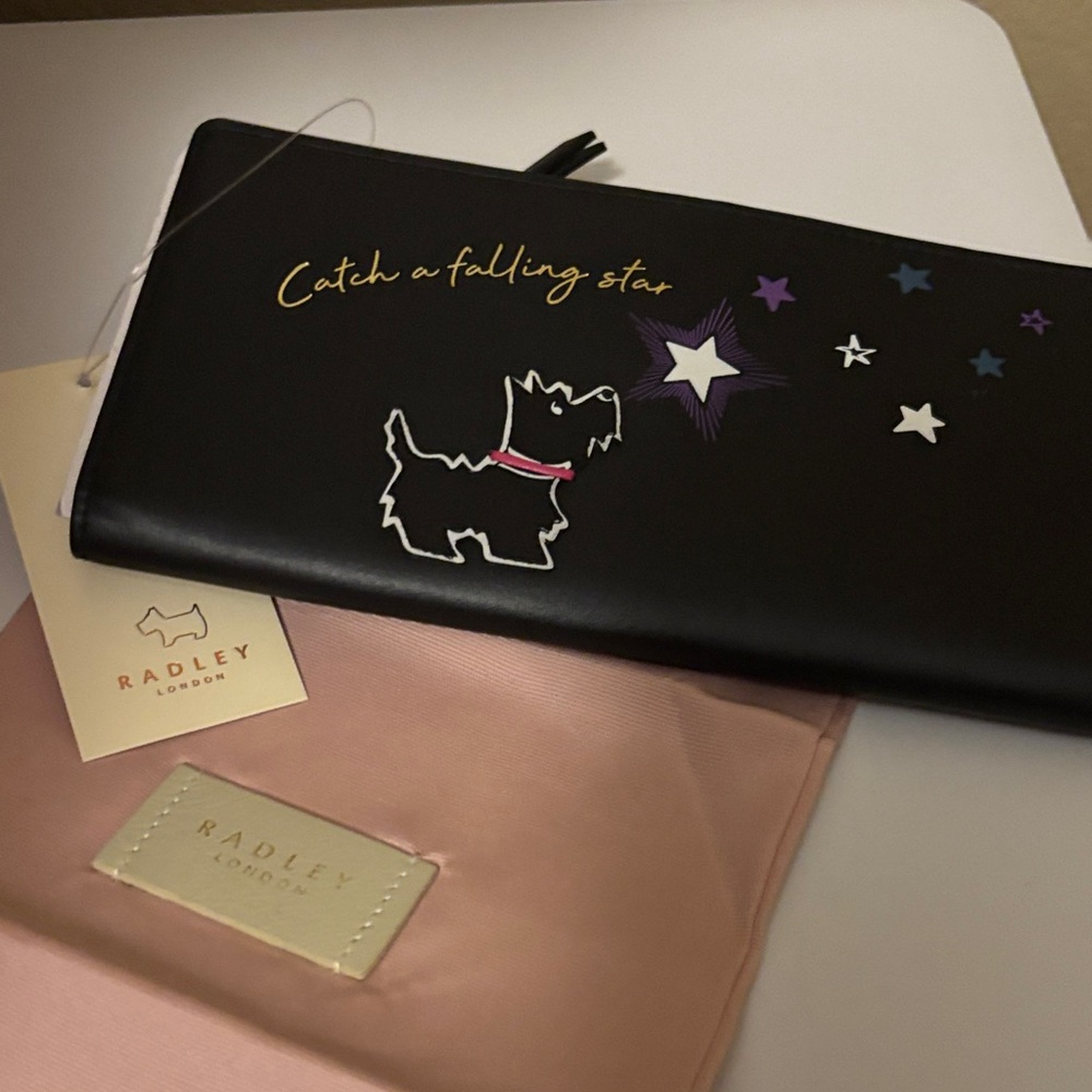 Radley London Black Wallet with Star and Dog Design